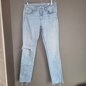 Rag & Bone Distressed Skinny Jeans Light Wash Raw Hem Womens Size 27